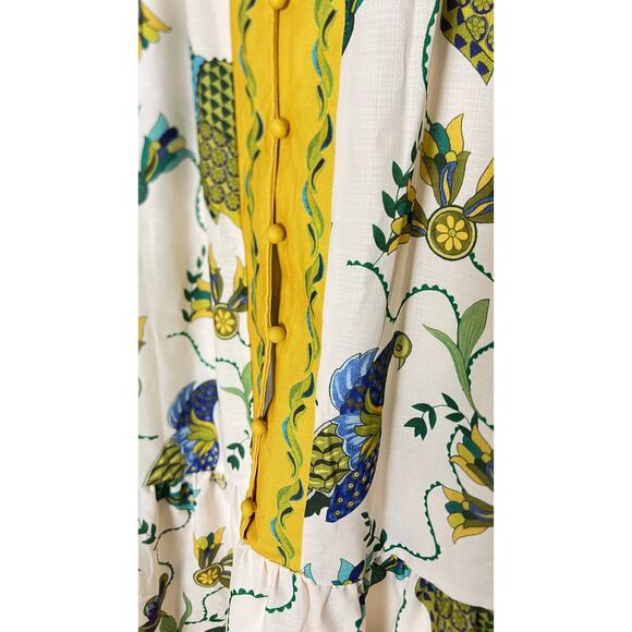 Button Up Long Sleeve Dress with Bold Bird Pattern Size Large - Picture 4 of 6